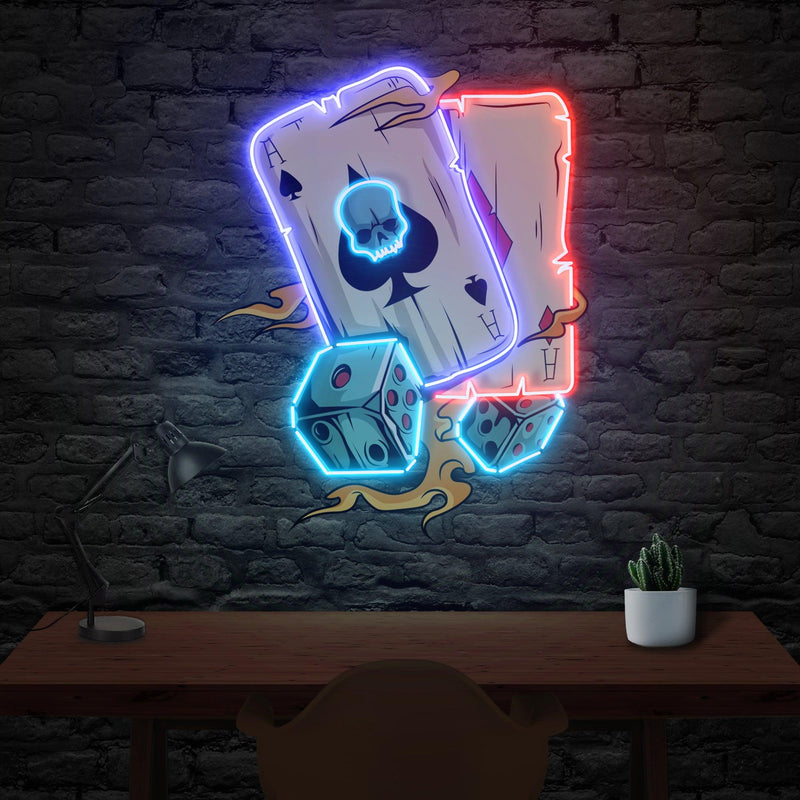 Gambling Poker Led Neon Acrylic Artwork - Custom Neon Signs | LED Neon Signs | Zanvis Neon®