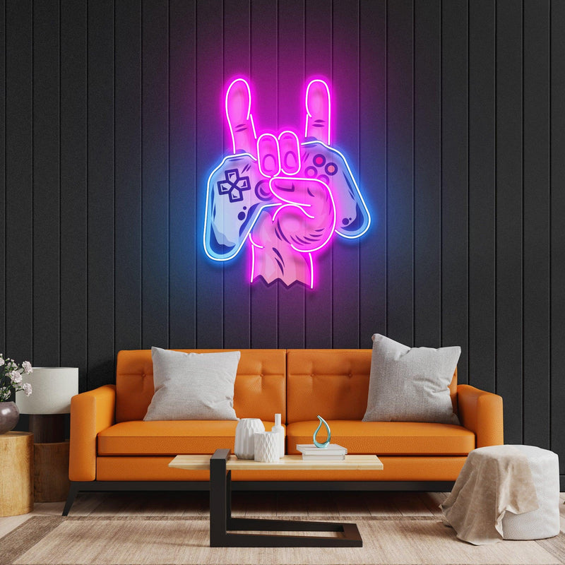 Game Hands Led Neon Acrylic Artwork - Custom Neon Signs | LED Neon Signs | Zanvis Neon®