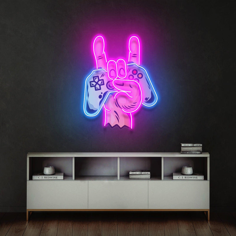 Game Hands Led Neon Acrylic Artwork - Custom Neon Signs | LED Neon Signs | Zanvis Neon®