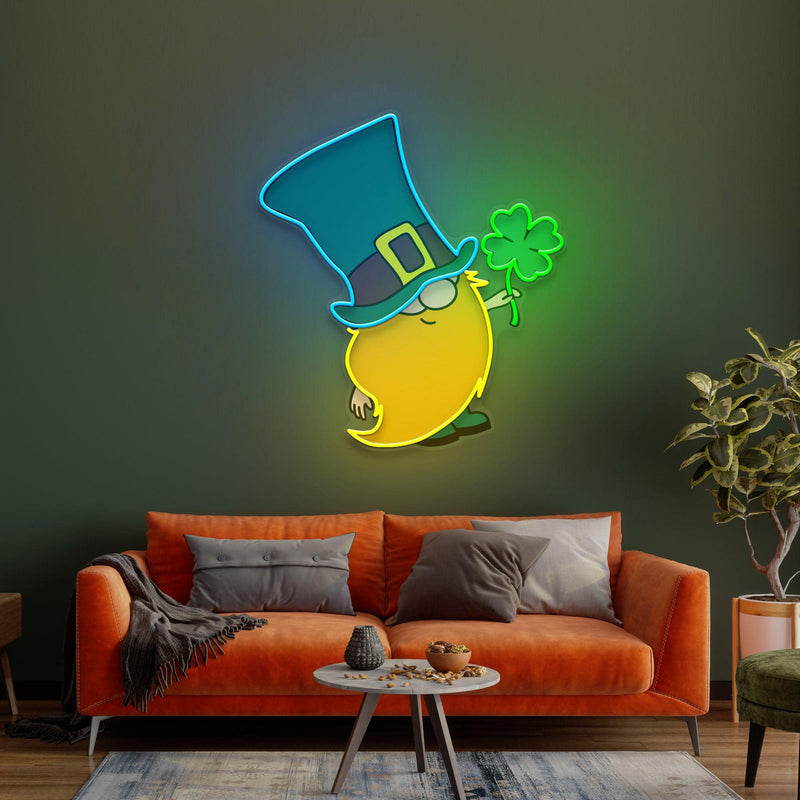 Gnome With Clover Saint Patrick Day LED Neon Signs - Custom Neon Signs | LED Neon Signs | Zanvis Neon®