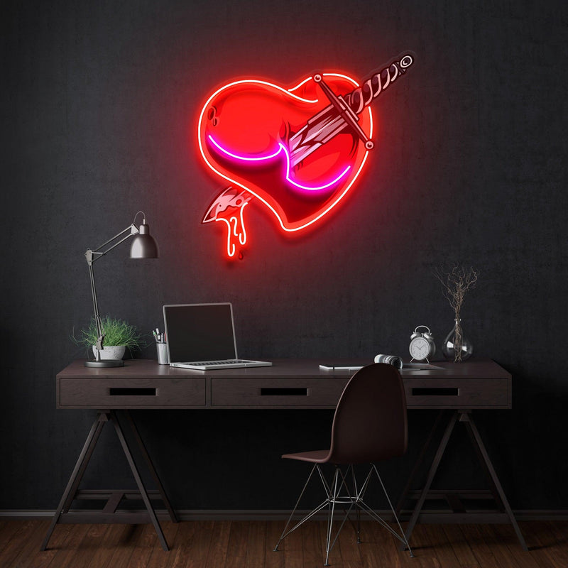Heart Sword Led Neon Acrylic Artwork - Custom Neon Signs | LED Neon Signs | Zanvis Neon®
