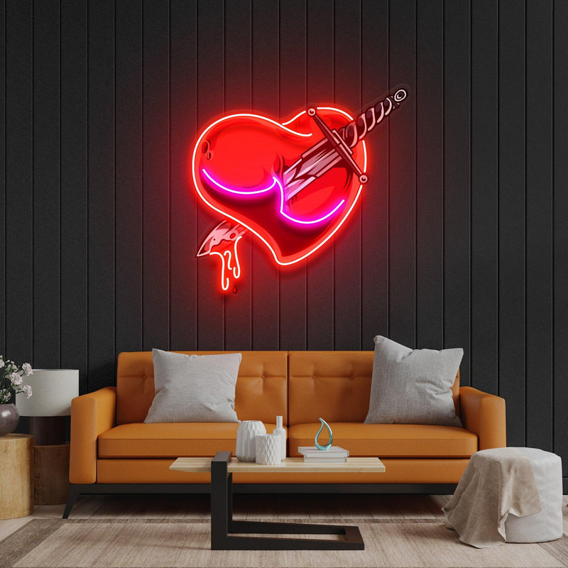 Heart Sword Led Neon Acrylic Artwork - Custom Neon Signs | LED Neon Signs | Zanvis Neon®