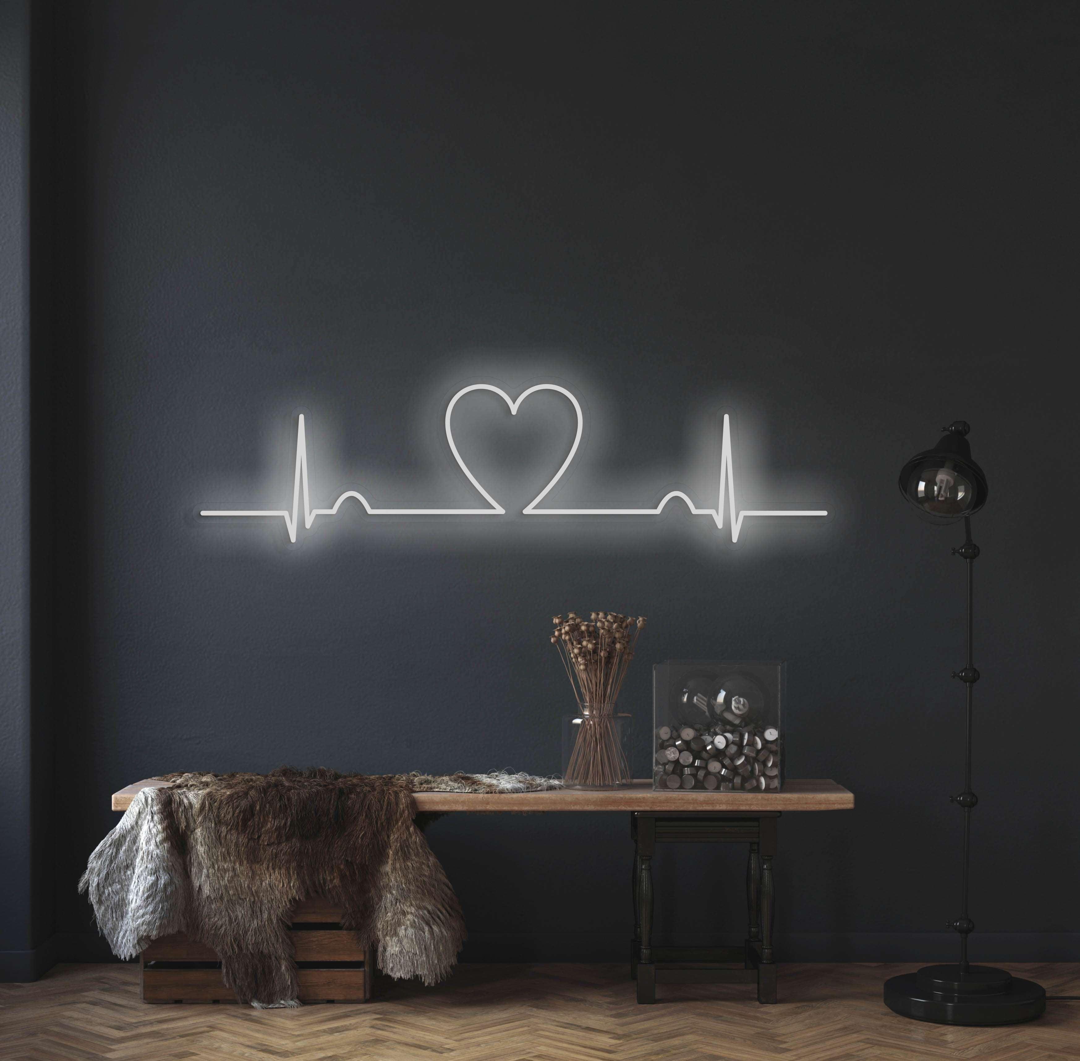 32x9.9 Heartbeat Heart ECG White Flex LED Neon Sign Light Party Décor  Artwork