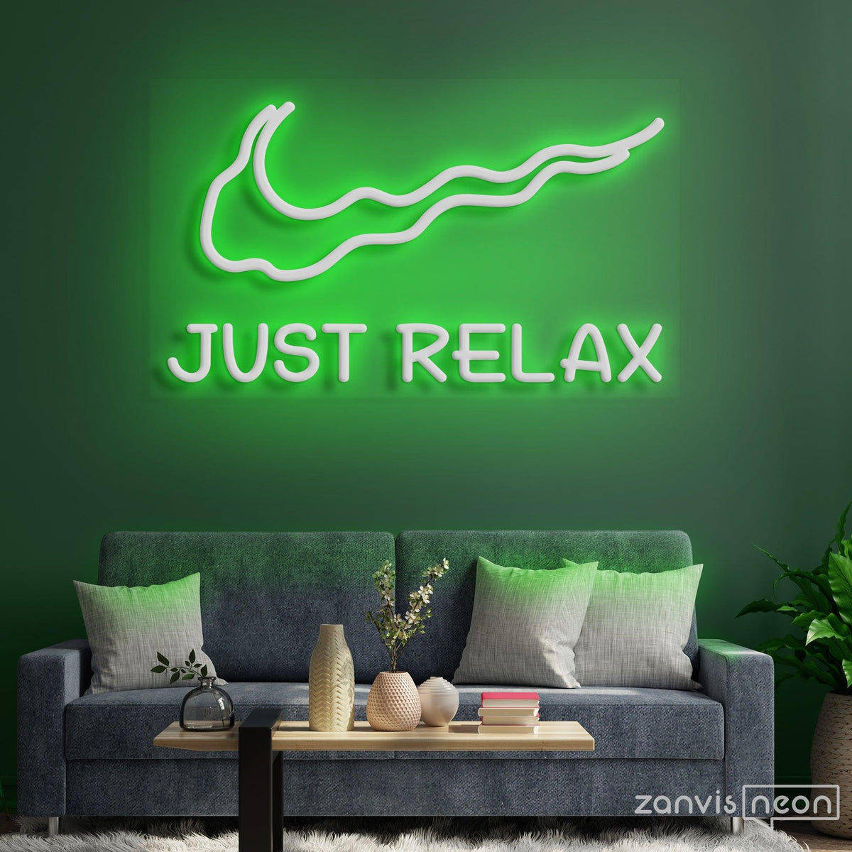 Bright Green shops Just Relax Nike Swoosh LED Night Light Room Wall Decoration