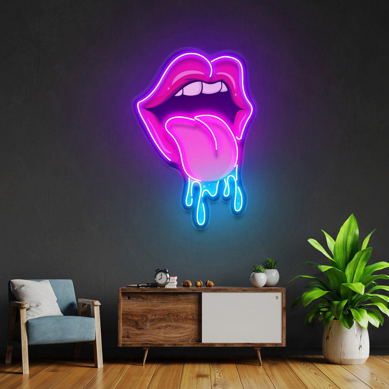 Lips Dripping Led Neon Acrylic Artwork 2