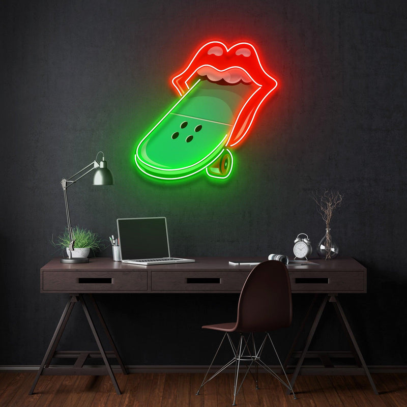 Lips Skateboard Led Neon Acrylic Artwork - Custom Neon Signs | LED Neon Signs | Zanvis Neon®