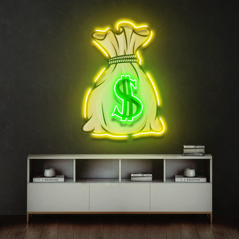 Money Bag Led Neon Acrylic Artwork - Custom Neon Signs | LED Neon Signs | Zanvis Neon®
