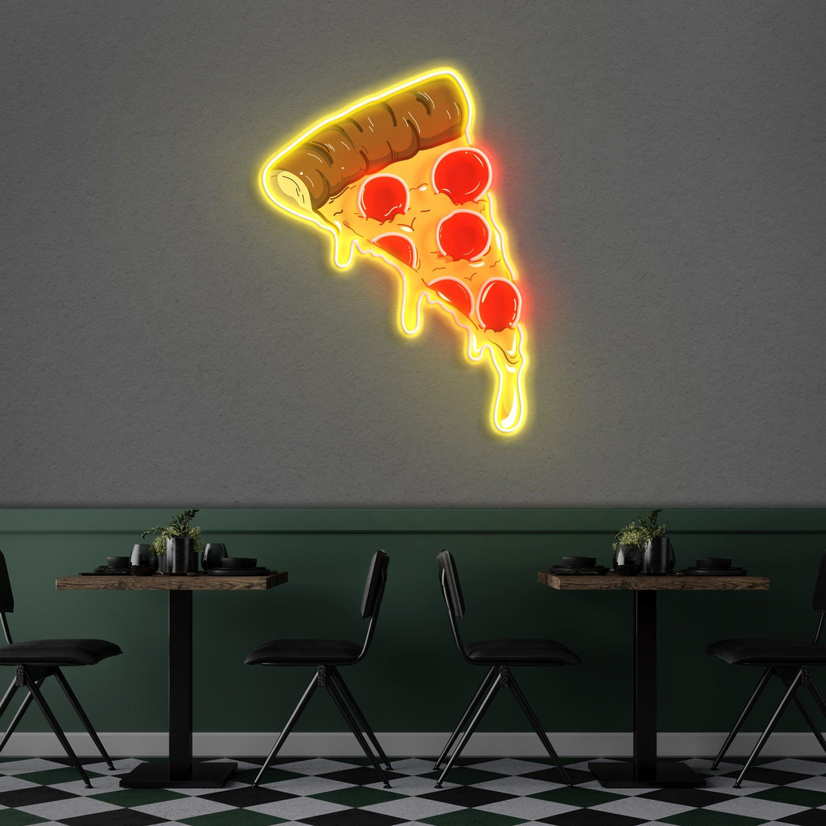 Pizza Restaurant Neon top Clock 15