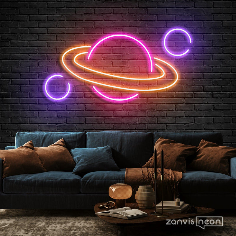 Planet Saturn Neon Sign - Custom Neon Signs | LED Neon Signs | Zanvis Neon®