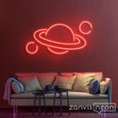 Planet Saturn Neon Sign - Custom Neon Signs | LED Neon Signs | Zanvis Neon®
