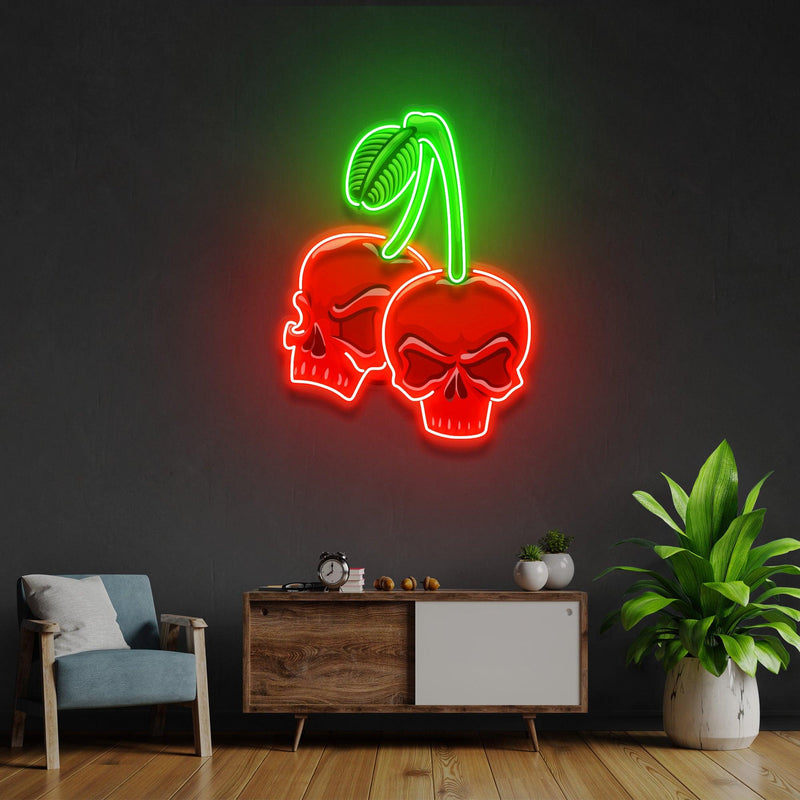 Skull Cherry Led Neon Acrylic Artwork - Custom Neon Signs | LED Neon Signs | Zanvis Neon®