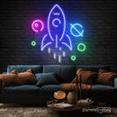 Spaceship in Galaxy Neon Sign - Custom Neon Signs | LED Neon Signs | Zanvis Neon®