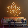 Spaceship in Galaxy Neon Sign