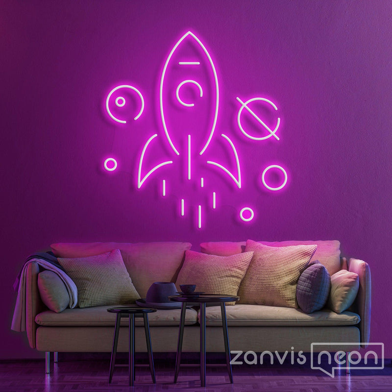 Spaceship in Galaxy Neon Sign - Custom Neon Signs | LED Neon Signs | Zanvis Neon®