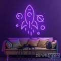 Spaceship in Galaxy Neon Sign