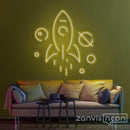 Spaceship in Galaxy Neon Sign - Custom Neon Signs | LED Neon Signs | Zanvis Neon®