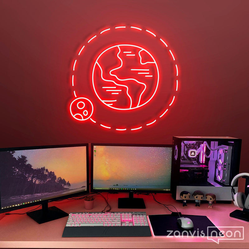 The Earth And The Moon Neon Sign - Custom Neon Signs | LED Neon Signs | Zanvis Neon®