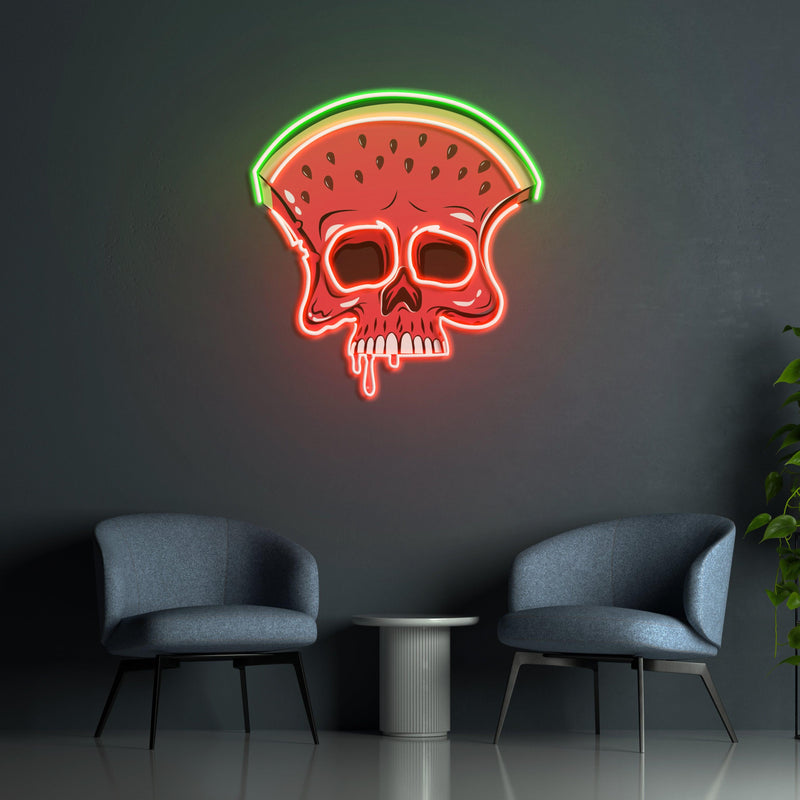 Watermelon Skull Led Neon Acrylic Artwork - Custom Neon Signs | LED Neon Signs | Zanvis Neon®
