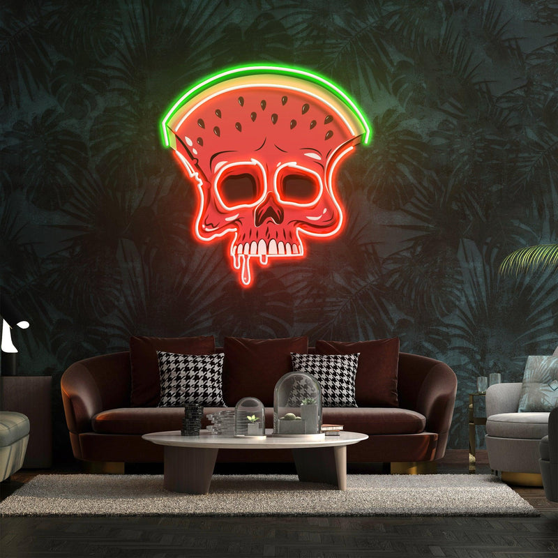 Watermelon Skull Led Neon Acrylic Artwork - Custom Neon Signs | LED Neon Signs | Zanvis Neon®