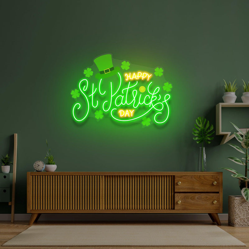 Wavy Happy Saint Patrick Day LED Neon Signs - Custom Neon Signs | LED Neon Signs | Zanvis Neon®