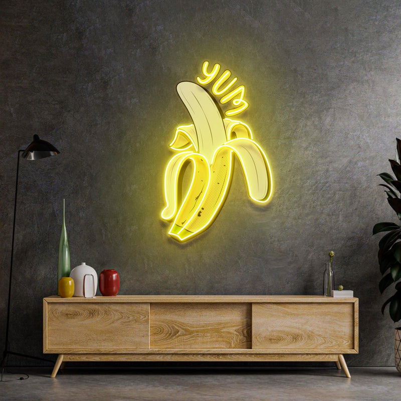 Yum Banana Led Neon Acrylic Artwork - Custom Neon Signs | LED Neon Signs | Zanvis Neon®