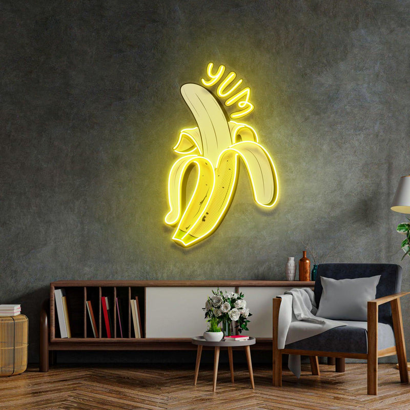 Yum Banana Led Neon Acrylic Artwork - Custom Neon Signs | LED Neon Signs | Zanvis Neon®