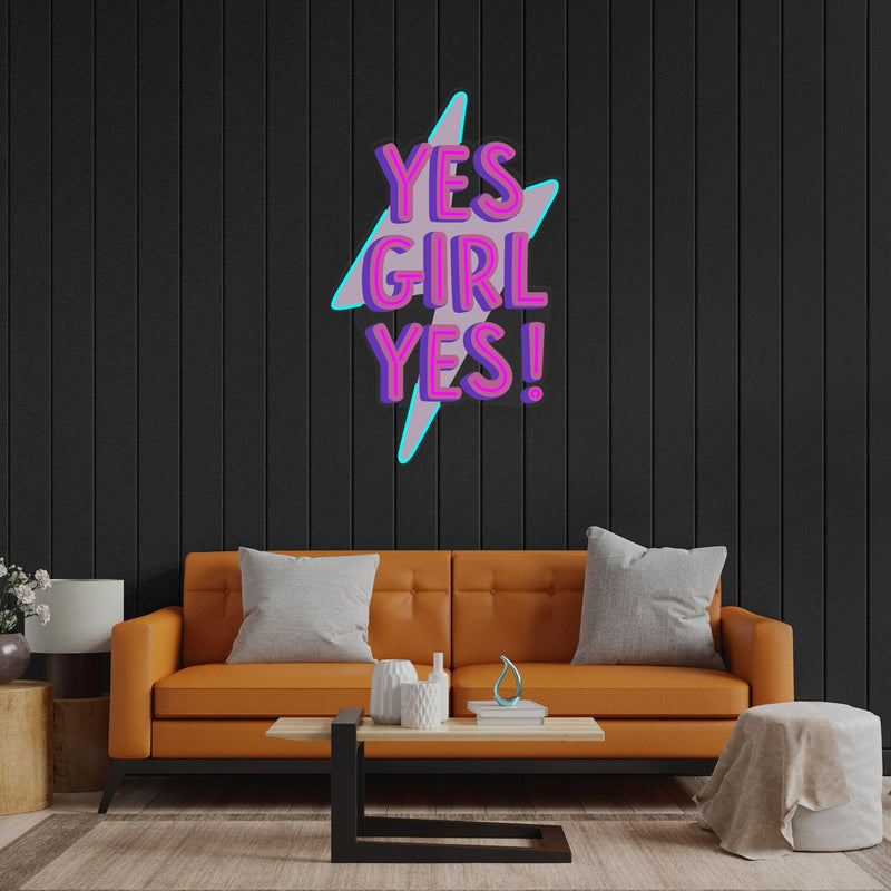 Yes Girl Yes Led Neon Acrylic Artwork - Custom Neon Signs | LED Neon Signs | Zanvis Neon®