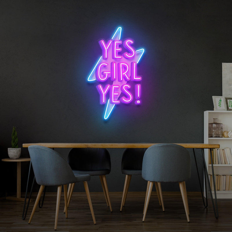 Yes Girl Yes Led Neon Acrylic Artwork - Custom Neon Signs | LED Neon Signs | Zanvis Neon®