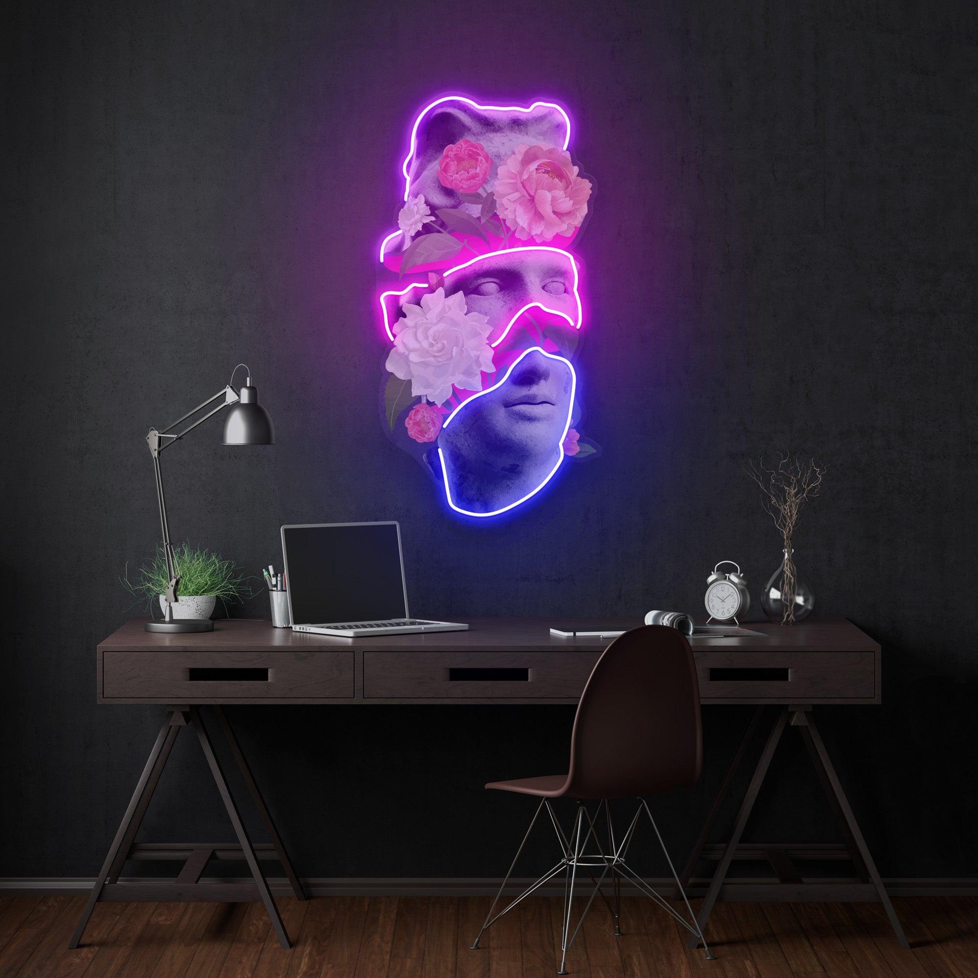 Apollo Flower Head Neon Acrylic Artwork - Custom Neon Signs | LED Neon Signs | Zanvis Neon®