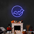 Bat With Moon Led Neon Sign - Halloween Light Decor