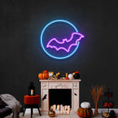 Bat With Moon Led Neon Sign - Halloween Light Decor