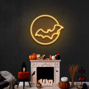 Bat With Moon Led Neon Sign - Halloween Light Decor