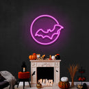 Bat With Moon Led Neon Sign - Halloween Light Decor