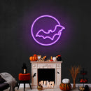 Bat With Moon Led Neon Sign - Halloween Light Decor