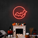 Bat With Moon Led Neon Sign - Halloween Light Decor