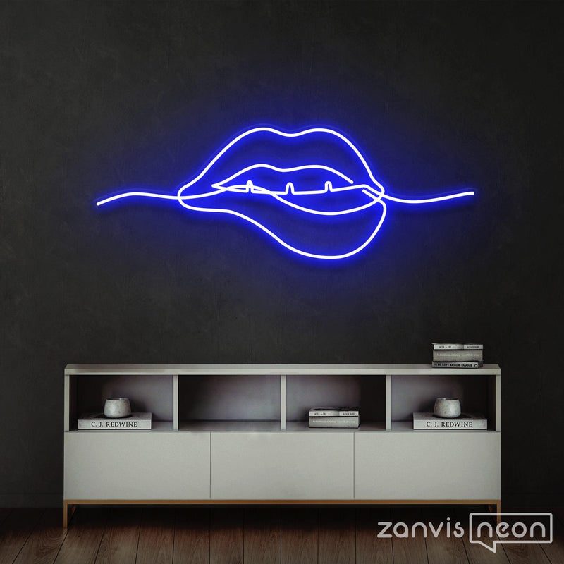 Biting Lips Neon Sign - Custom Neon Signs | LED Neon Signs | Zanvis Neon®
