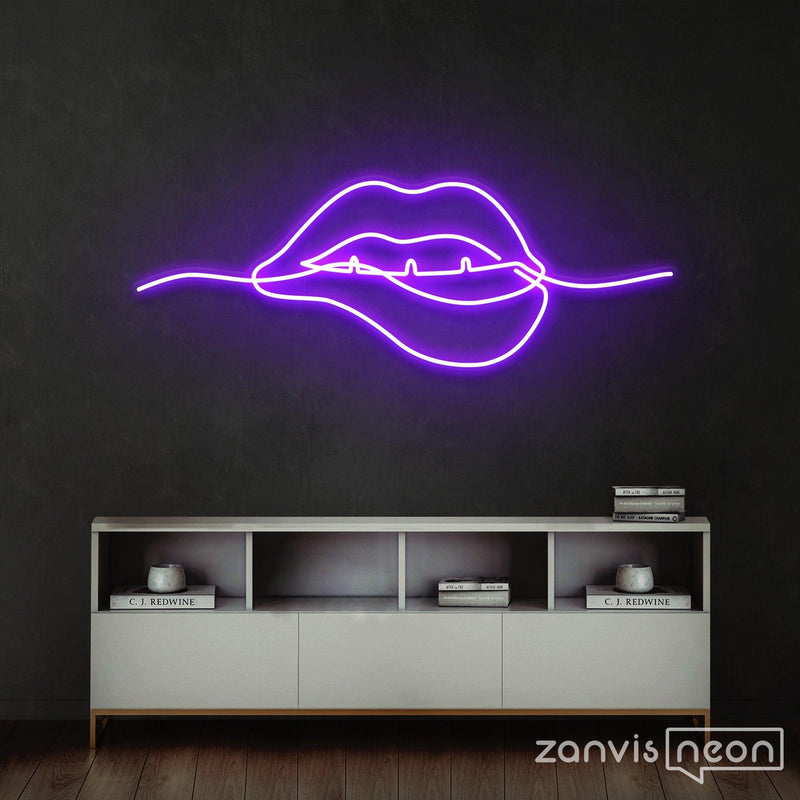 Biting Lips Neon Sign - Custom Neon Signs | LED Neon Signs | Zanvis Neon®