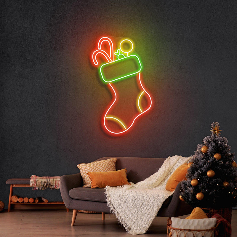 Candy With Christmas Sock Neon Sign - Custom Neon Signs | LED Neon Signs | Zanvis Neon®