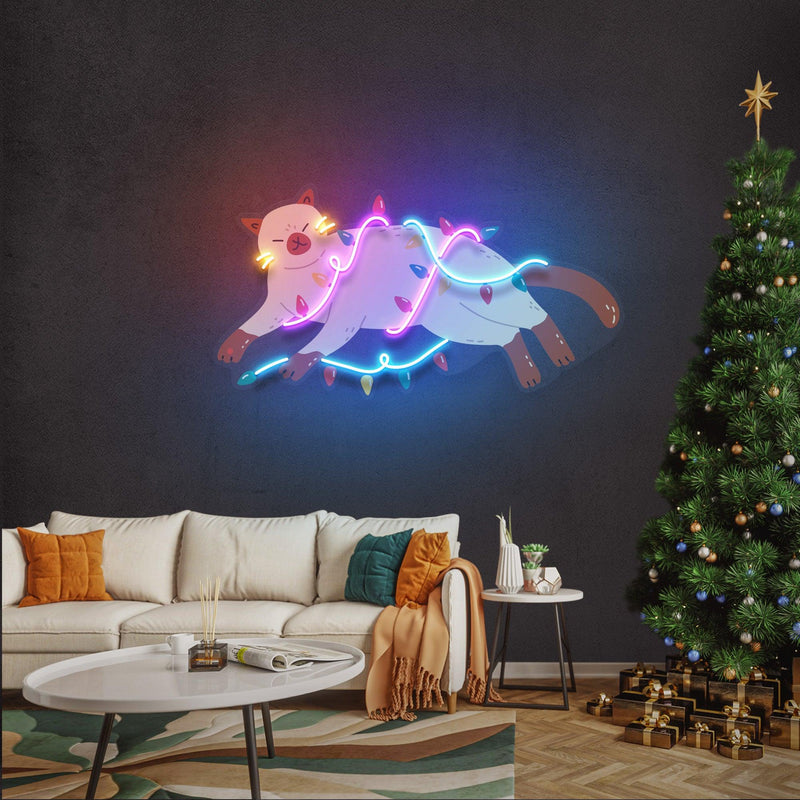 Chill Cat Christmas Neon Sign - Custom Neon Signs | LED Neon Signs | Zanvis Neon®