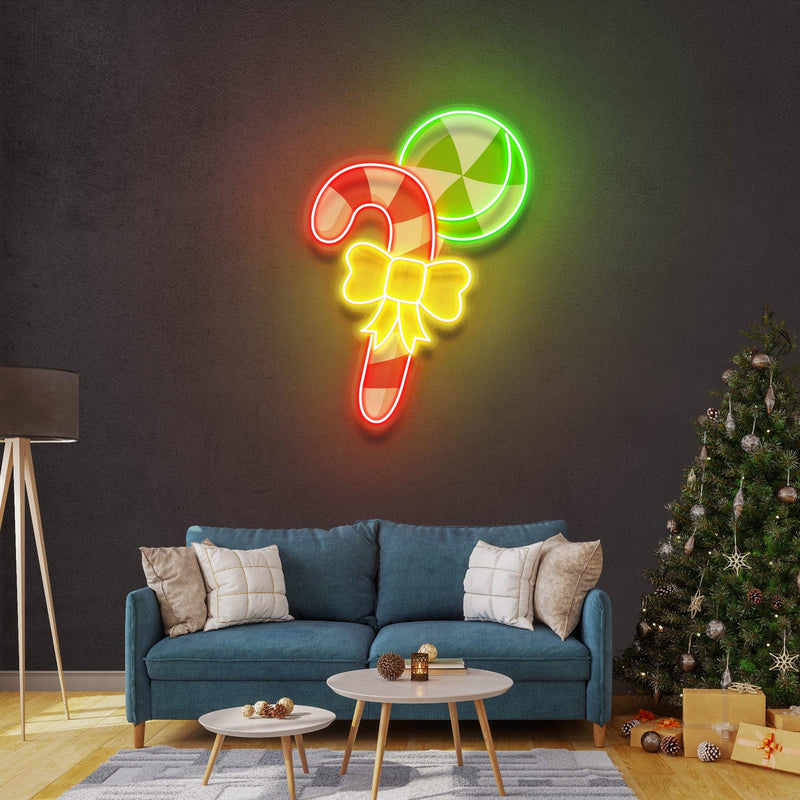 Christmas Candy Cane Neon Sign