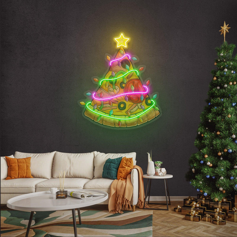 Christmas Pizza Tree Neon Sign - Custom Neon Signs | LED Neon Signs | Zanvis Neon®