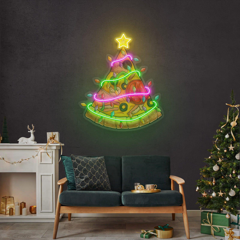 Christmas Pizza Tree Neon Sign - Custom Neon Signs | LED Neon Signs | Zanvis Neon®