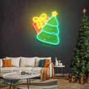Christmas Tree Gift LED Neon Acrylic Artwork - Custom Neon Signs | LED Neon Signs | Zanvis Neon®