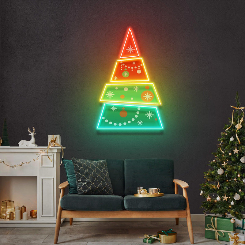 Christmas Tree Pyramid LED Neon Acrylic Artwork - Custom Neon Signs | LED Neon Signs | Zanvis Neon®