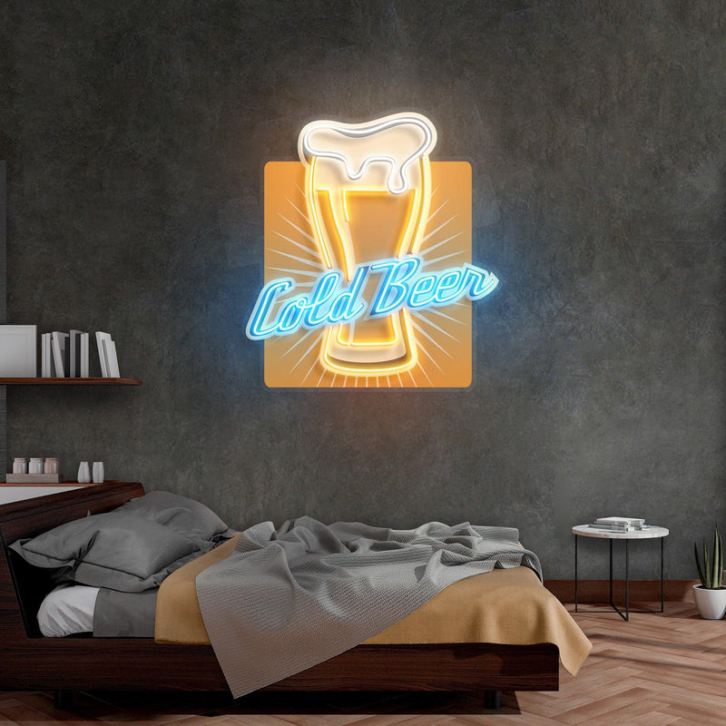 Cold Beer Led Neon Acrylic Artwork - Custom Neon Signs | LED Neon Signs | Zanvis Neon®