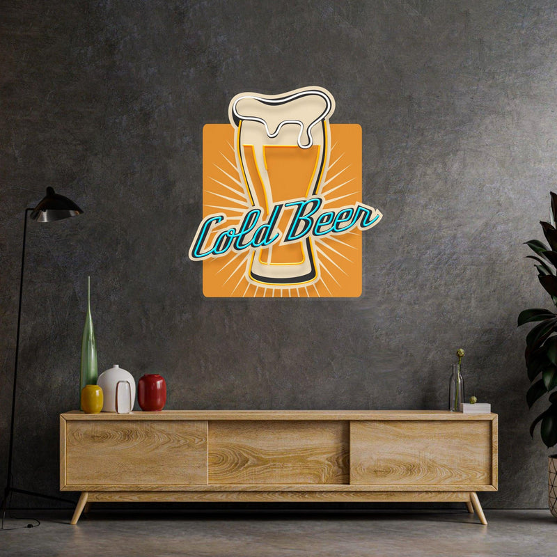 Cold Beer Led Neon Acrylic Artwork - Custom Neon Signs | LED Neon Signs | Zanvis Neon®