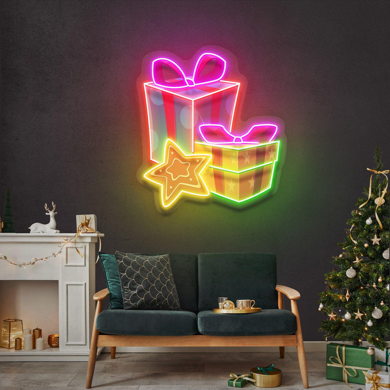 Colorful Christmas Gifts LED Neon Acrylic Artwork - Custom Neon Signs | LED Neon Signs | Zanvis Neon®