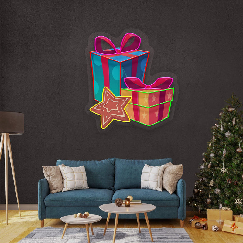 Colorful Christmas Gifts LED Neon Acrylic Artwork - Custom Neon Signs | LED Neon Signs | Zanvis Neon®