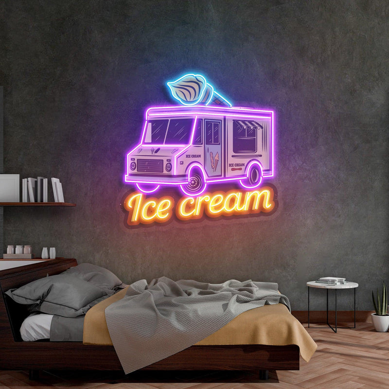 Ice Cream Bus Led Neon Acrylic Artwork - Custom Neon Signs | LED Neon Signs | Zanvis Neon®