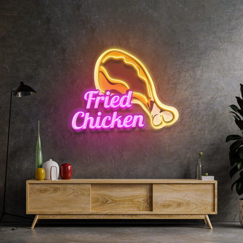 Fried Chicken Led Neon Acrylic Artwork - Custom Neon Signs | LED Neon Signs | Zanvis Neon®